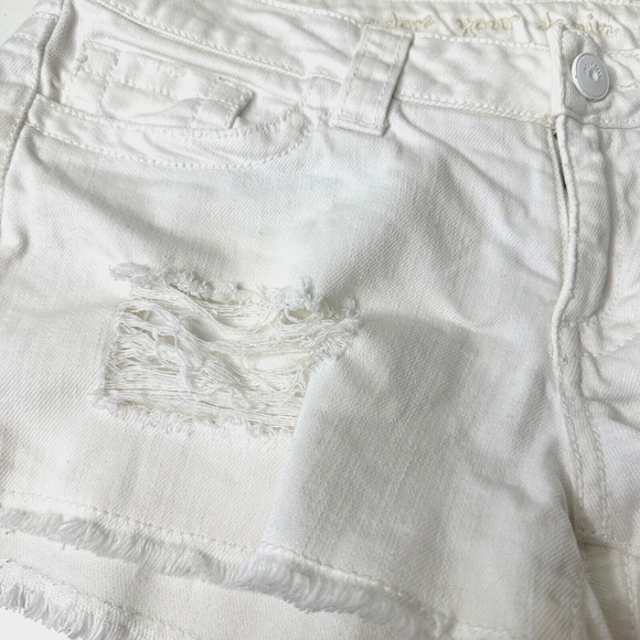 Adore Your Denim SPJ White Distress Denim Jean Shorts Raw Edge - Picture 3 of 11
